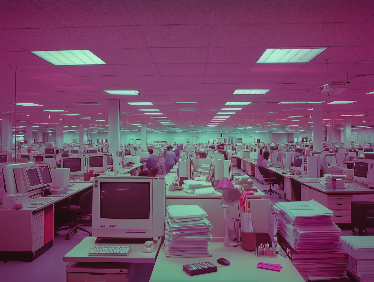 Ambiente de trabalho e automação de processos — ilustração conceitual.