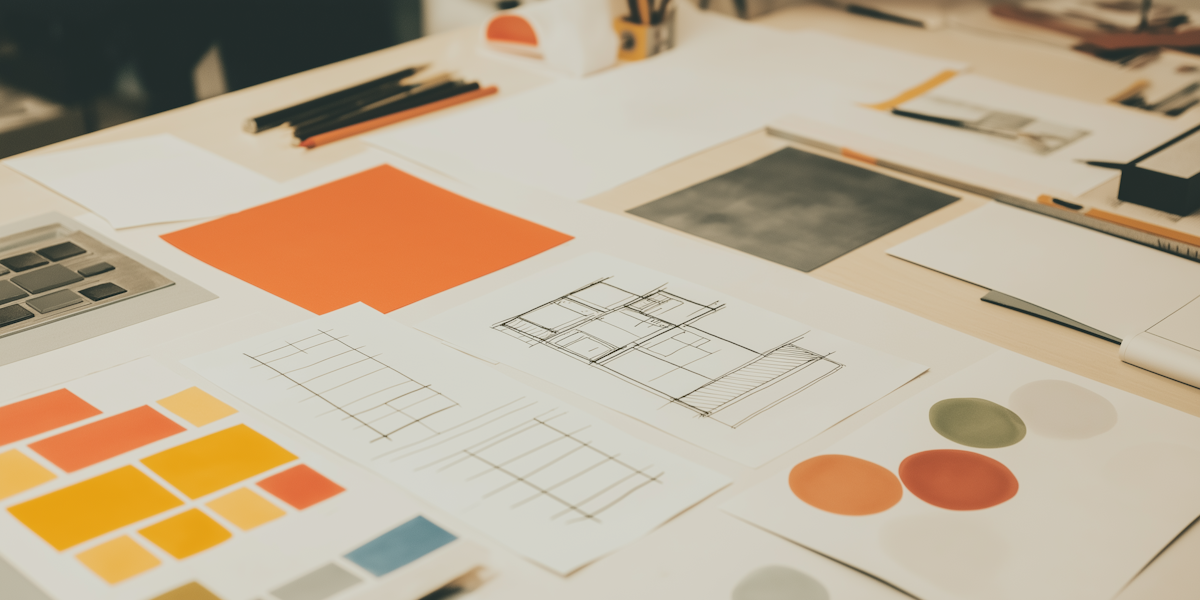 Fluxo de trabalho de UI/UX e branding — ilustração conceitual.